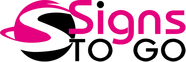 Signs to Go Logo in black and pink